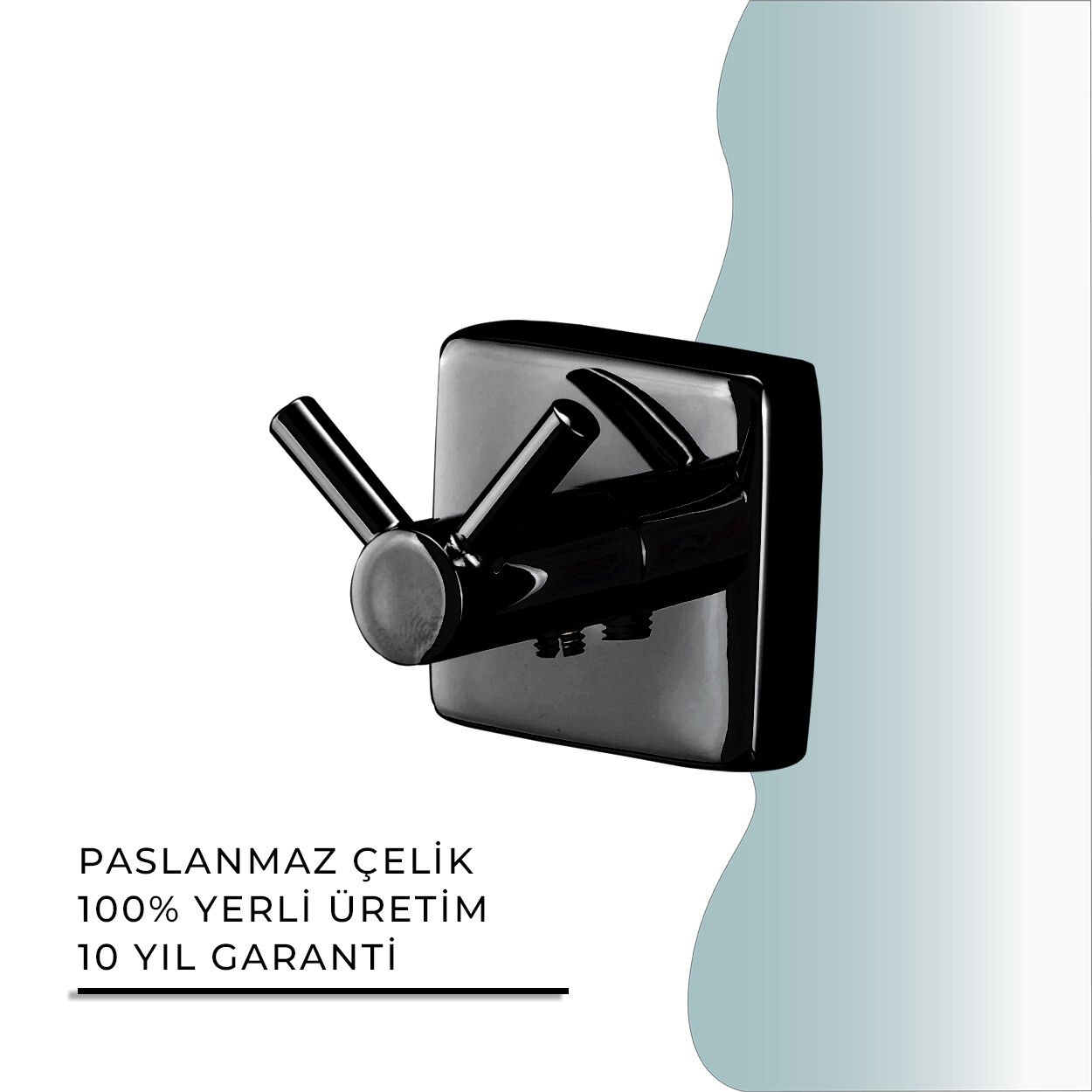 BANYOLİA - CLK Banyo Vizyon Mat Siyah Bornozluk Çiftli (VZ10-026.4)