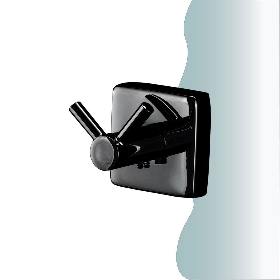 BANYOLİA - CLK Banyo Vizyon Mat Siyah Bornozluk Çiftli (VZ10-026.4)