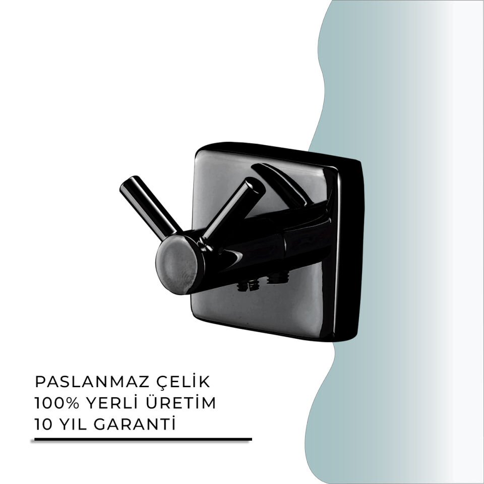 BANYOLİA - CLK Banyo Vizyon Mat Siyah Bornozluk Çiftli (VZ10-026.4)
