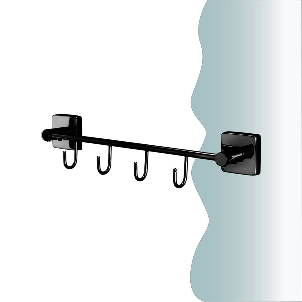 BANYOLİA - CLK Banyo Vizyon Mat Siyah Dörtlü Askılık (VZ10-031.4)
