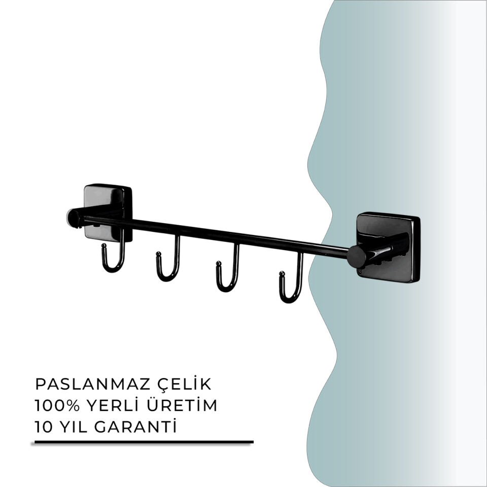 BANYOLİA - CLK Banyo Vizyon Mat Siyah Dörtlü Askılık (VZ10-031.4)