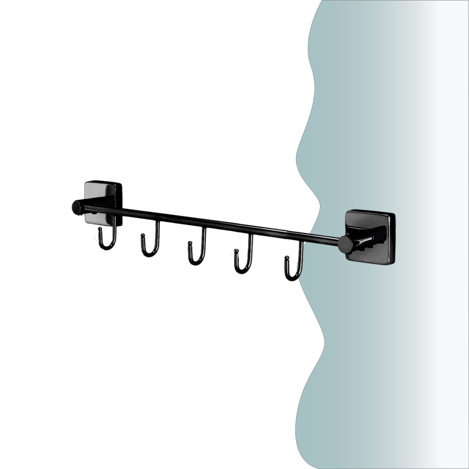 BANYOLİA - CLK Banyo Vizyon Mat Siyah Beşli Askılık (VZ10-032.4)