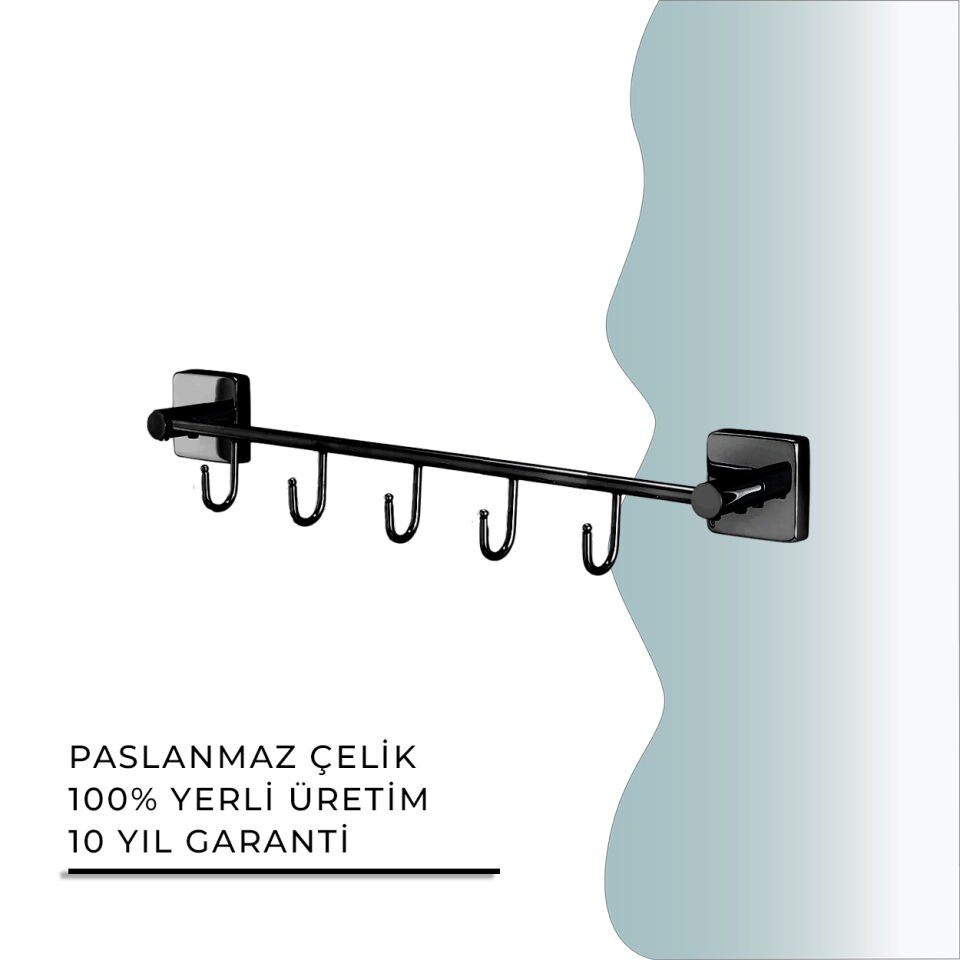 BANYOLİA - CLK Banyo Vizyon Mat Siyah Beşli Askılık (VZ10-032.4)
