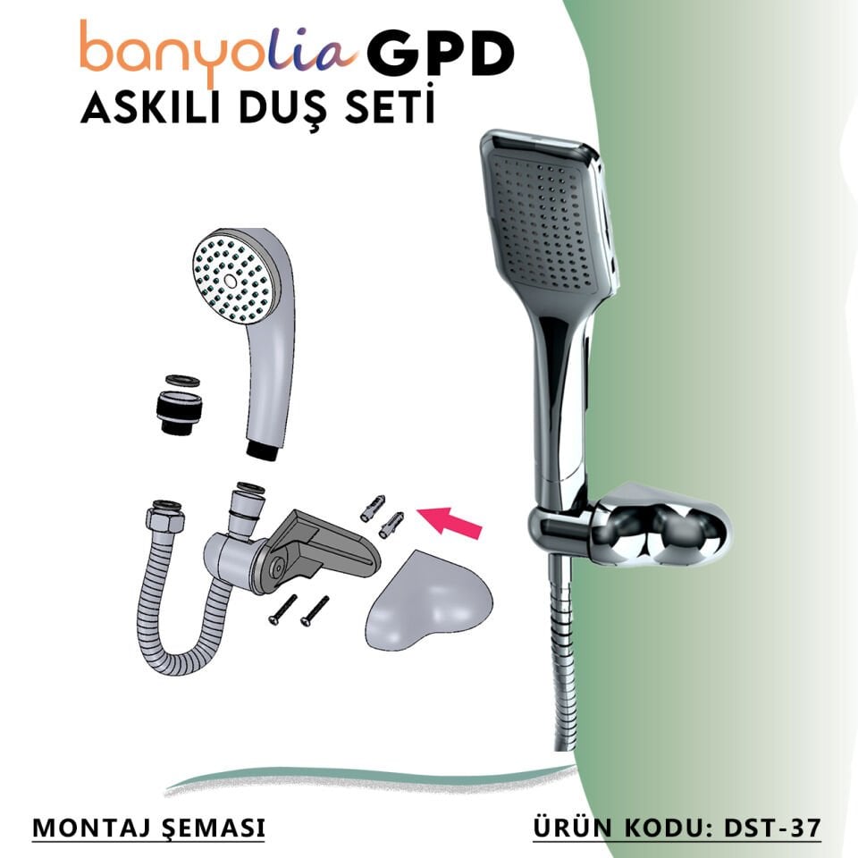 BANYOLİA - GPD Askılı Duş Seti (Tek Fonksiyonlu 80x125)  (DST37)