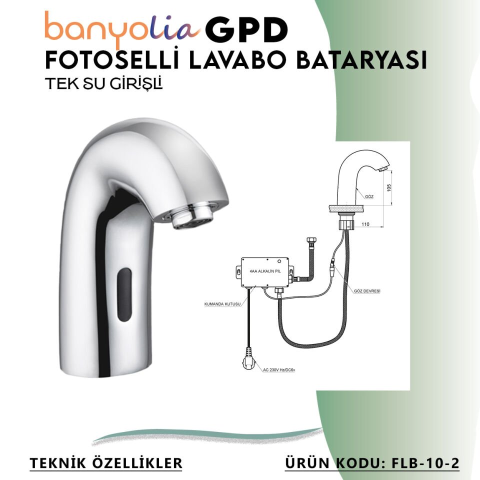 BANYOLİA - GPD Fotoselli Lavabo Bataryası (Tek Su Girişli)  (FLB10-2)