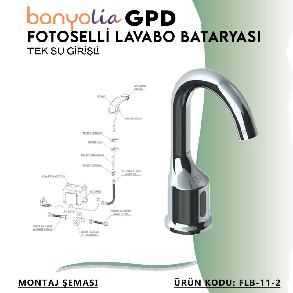 BANYOLİA - GPD Fotoselli Lavabo Bataryası (Tek Su Girişli)  (FLB11-2)