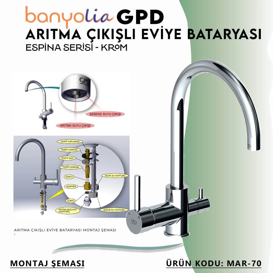 BANYOLİA - GPD Espina Arıtma Çıkışlı Eviye Bataryası  (MAR70)