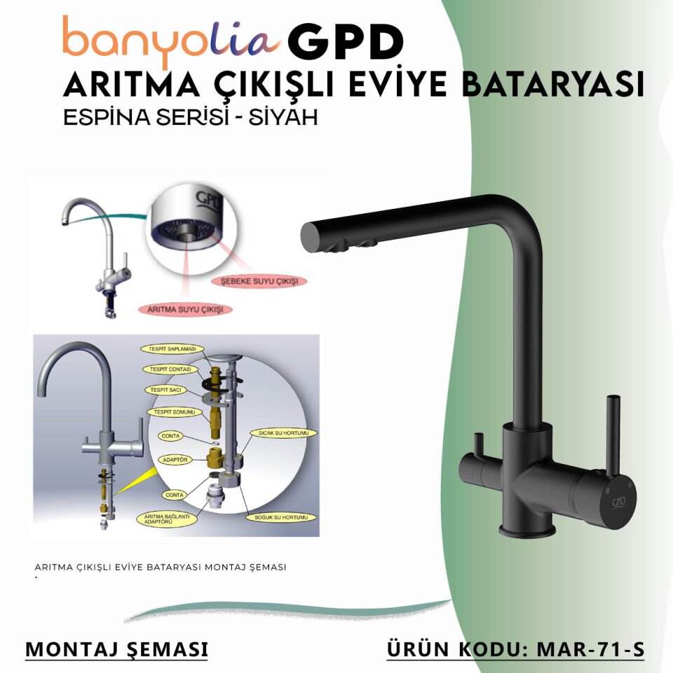 BANYOLİA - GPD S Espina Arıtma Çıkışlı Eviye Bataryası  ( MAR71-S)