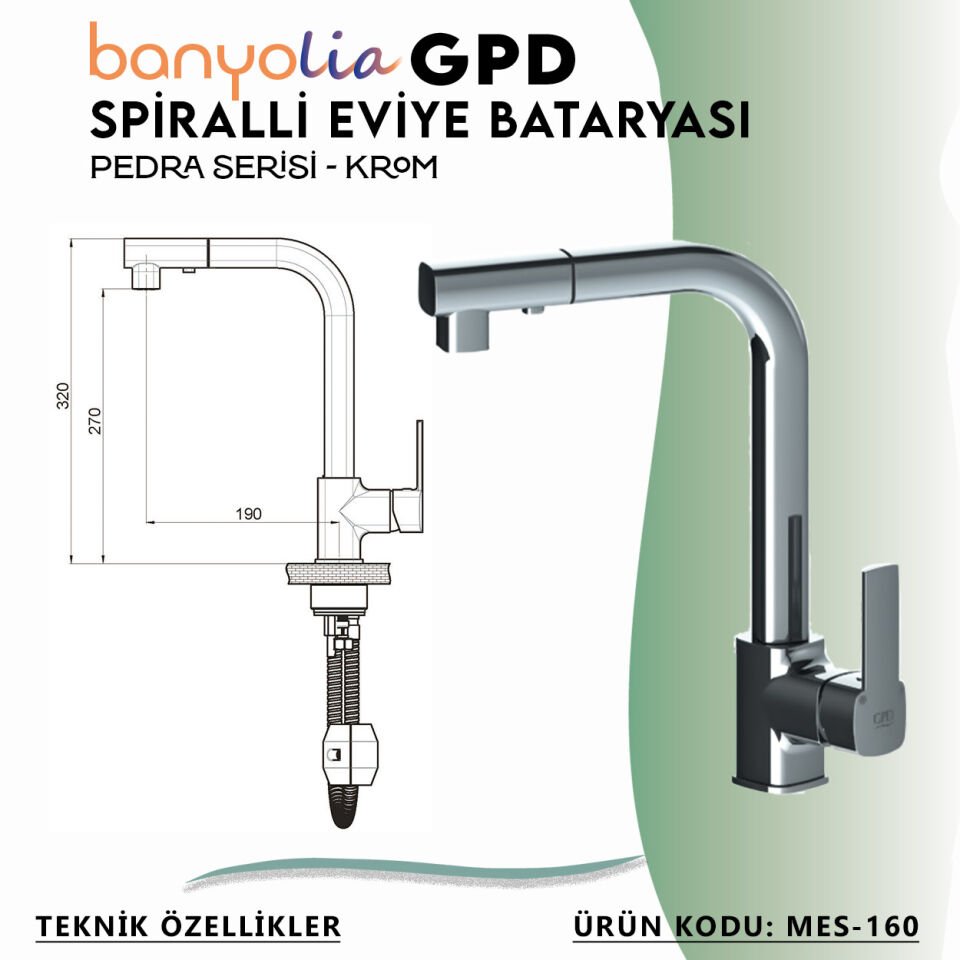 BANYOLİA - GPD Pedra Spiralli Eviye Bataryası  (MES160)