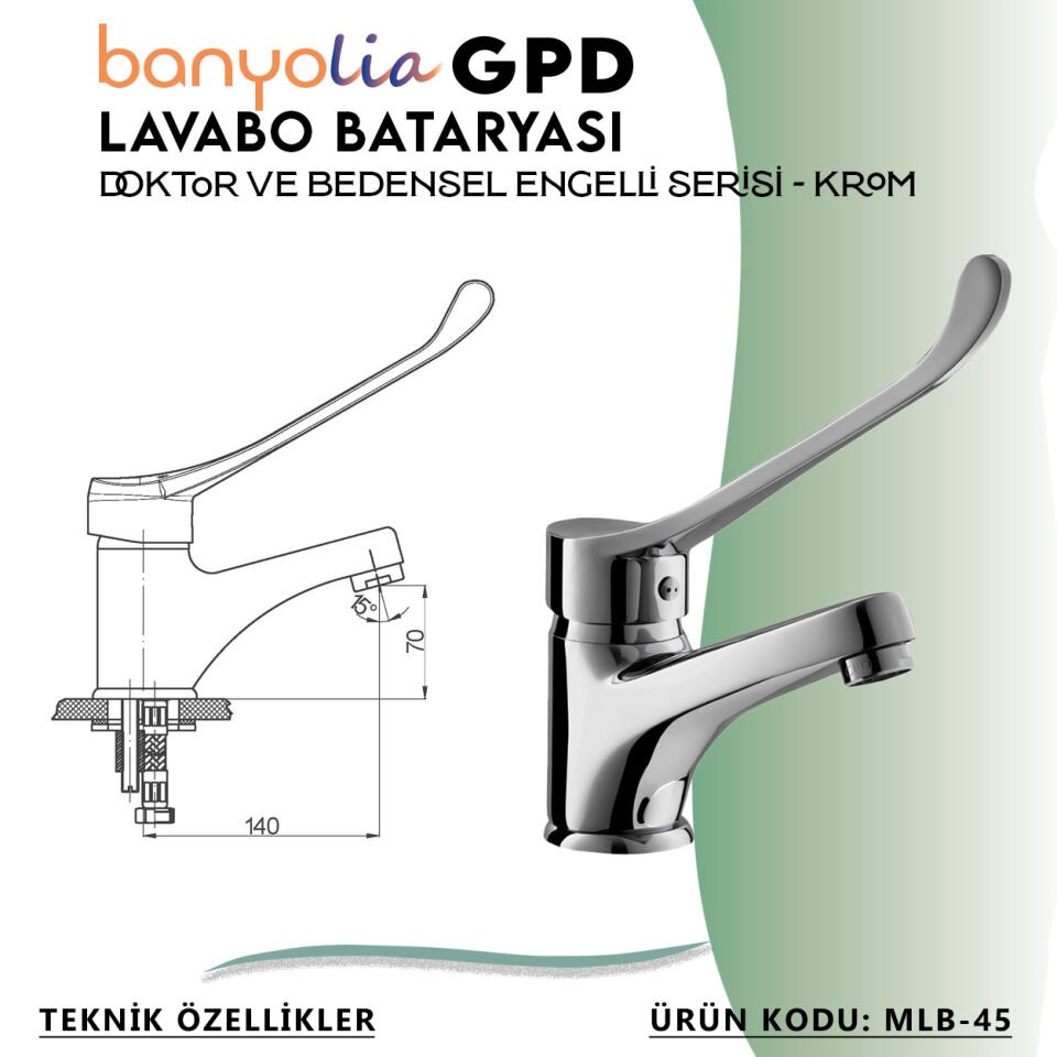 BANYOLİA - GPD Doktor/Bedensel Engelli Lavabo Bataryası  (MLB45)