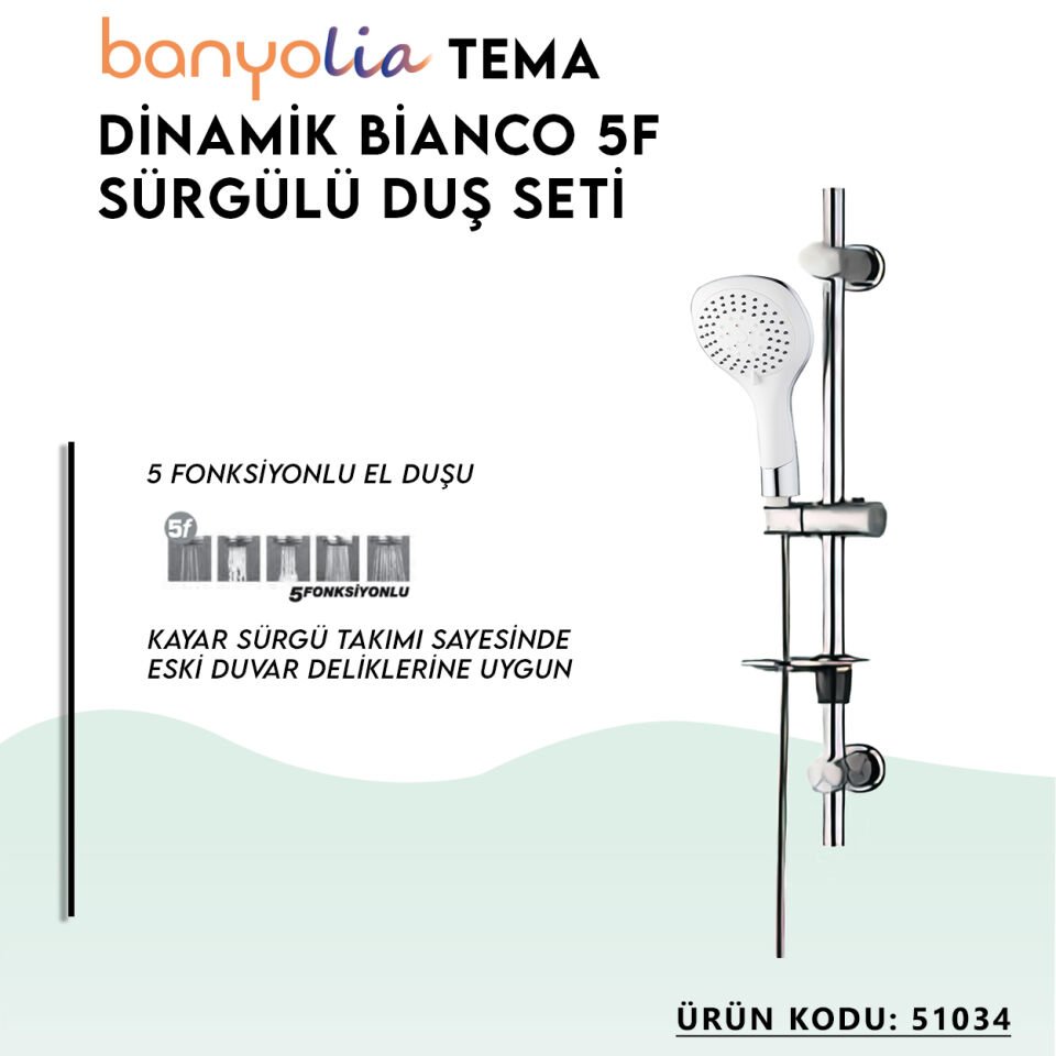 BANYOLİA - TEMA Dinamik Bianco Sürgülü Duş Seti (51034)
