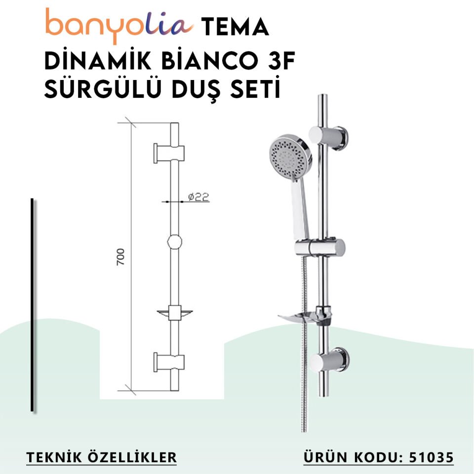 BANYOLİA - TEMA Dinamik Tondo Sürgülü Duş Seti (51035)
