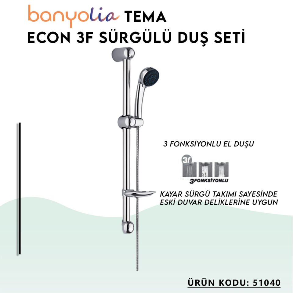 BANYOLİA - TEMA Econ Sürgülü Duş Seti (51040)