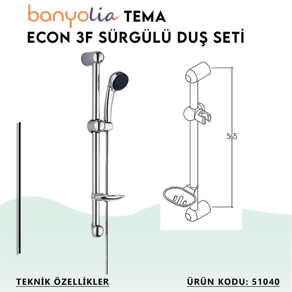 BANYOLİA - TEMA Econ Sürgülü Duş Seti (51040)