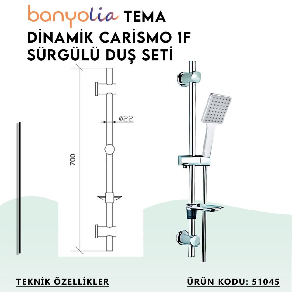 BANYOLİA - TEMA Dinamik Carismo Sürgülü Duş Seti (51045)
