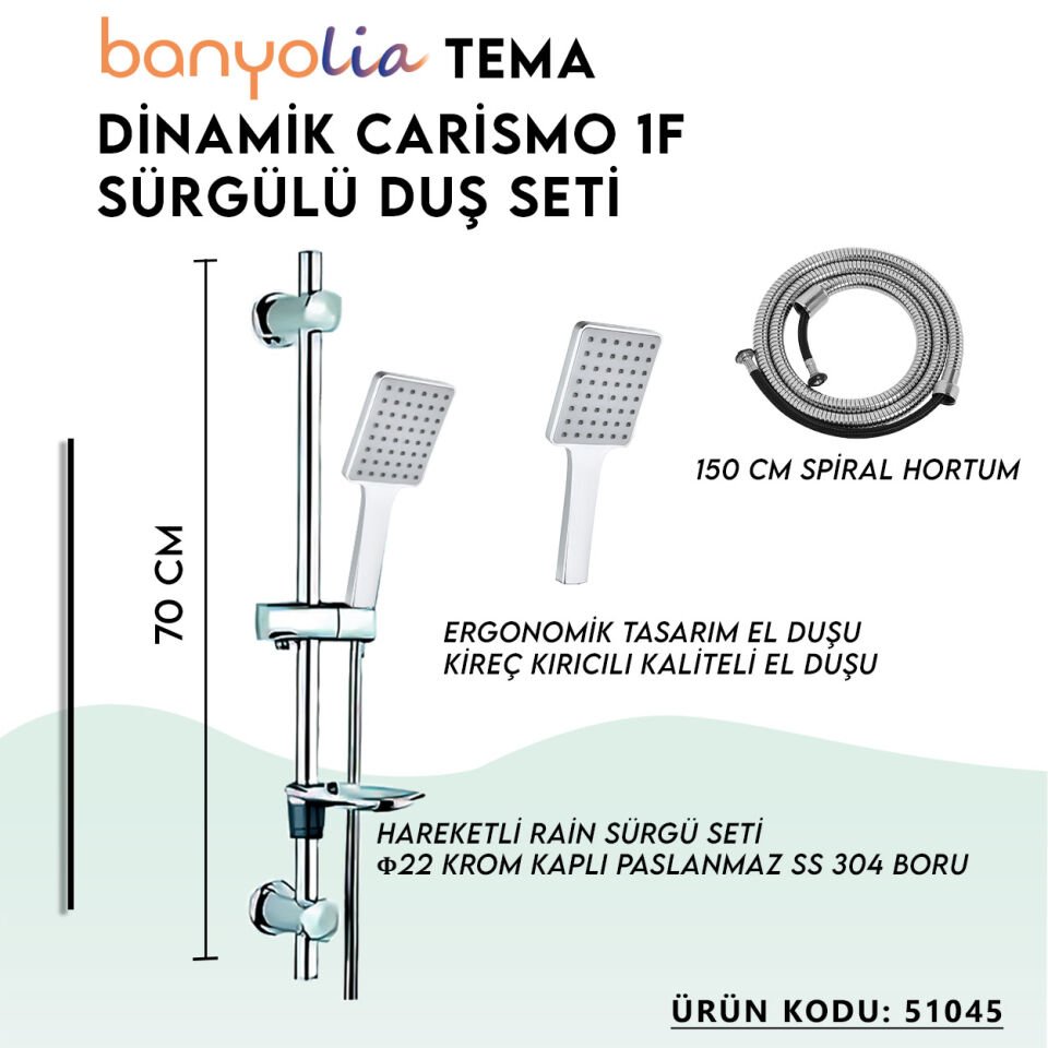BANYOLİA - TEMA Dinamik Carismo Sürgülü Duş Seti (51045)