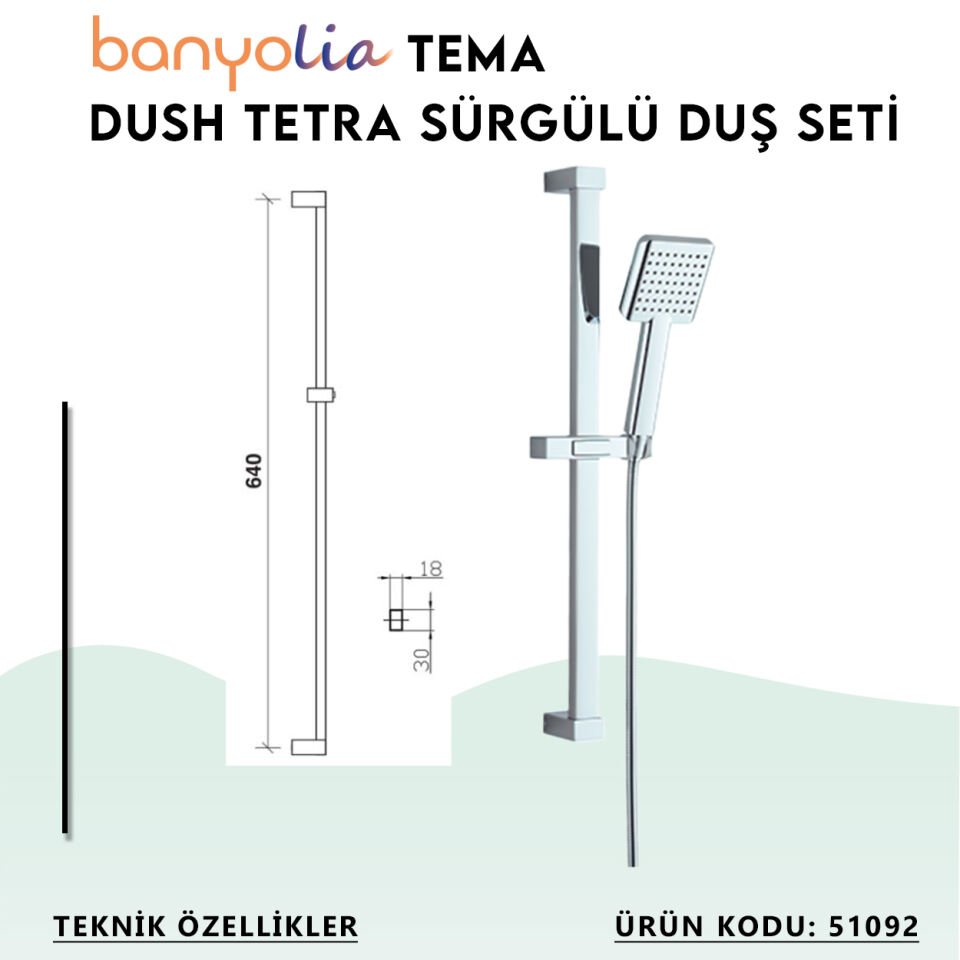 BANYOLİA - TEMA Dush Tetra Sürgülü Duş Seti (51092)