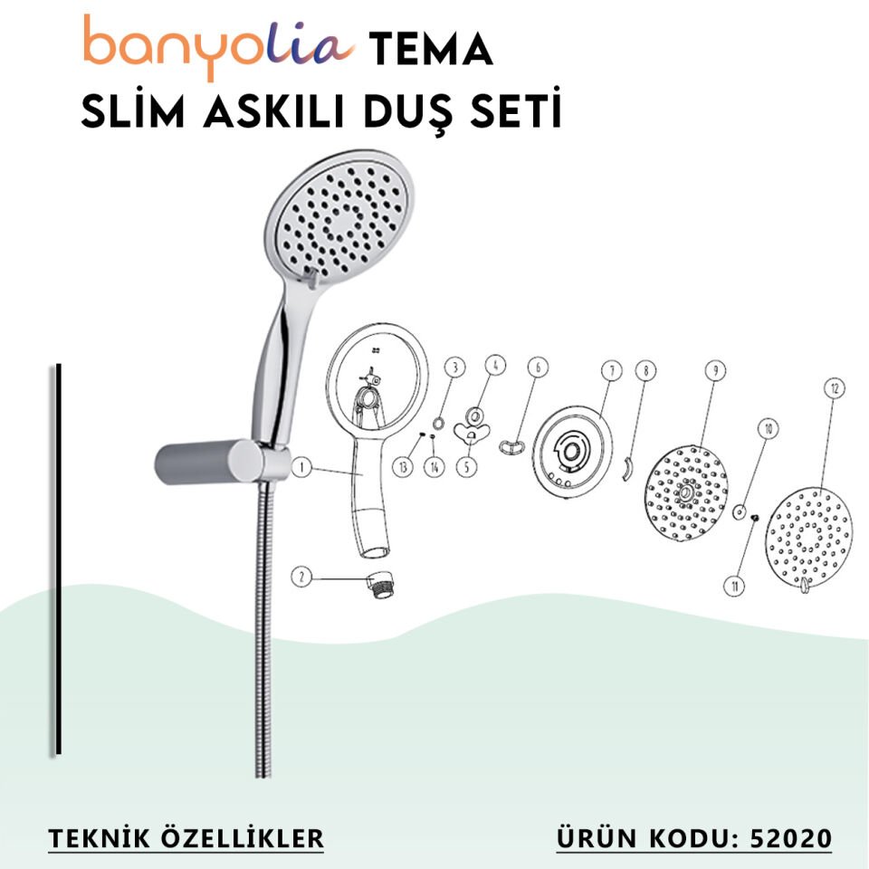 BANYOLİA - TEMA Slim Askılı Duş Seti (52020)