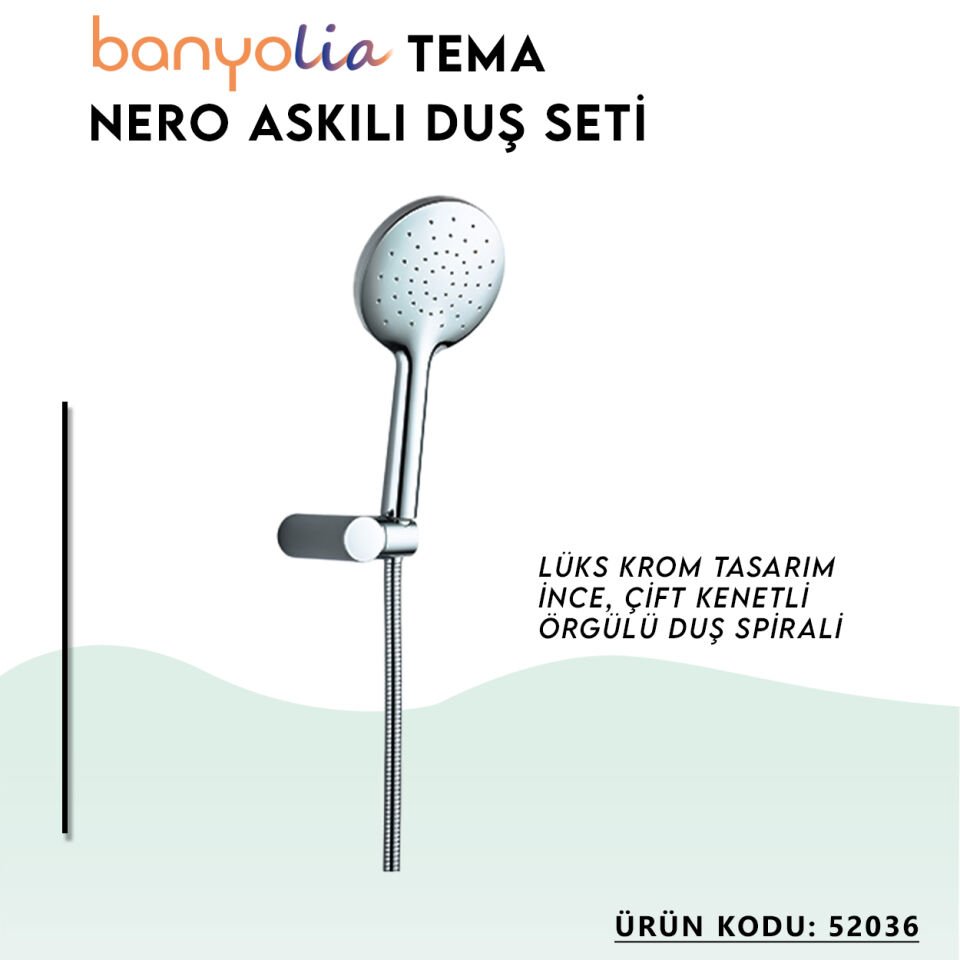 BANYOLİA - TEMA Nero Askılı Duş Seti (52036)