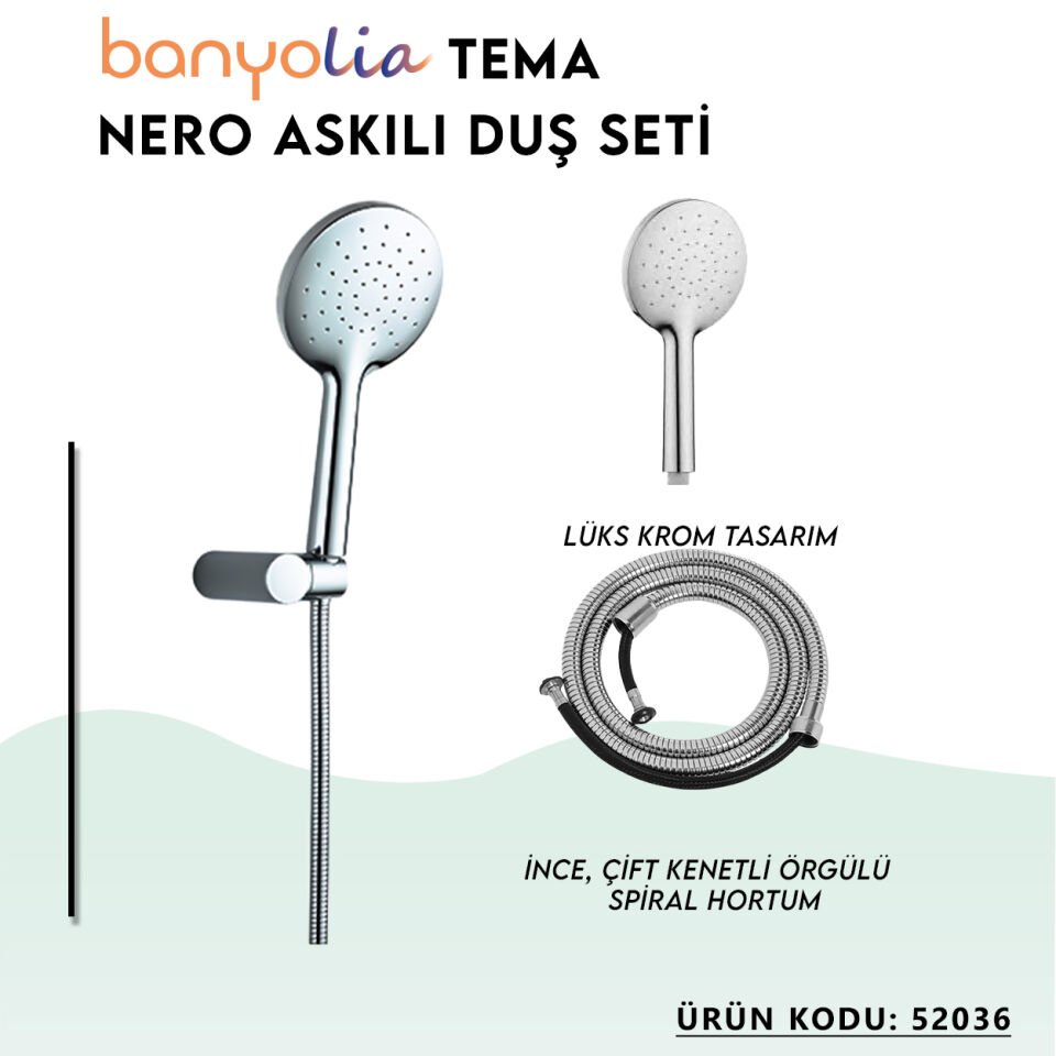 BANYOLİA - TEMA Nero Askılı Duş Seti (52036)