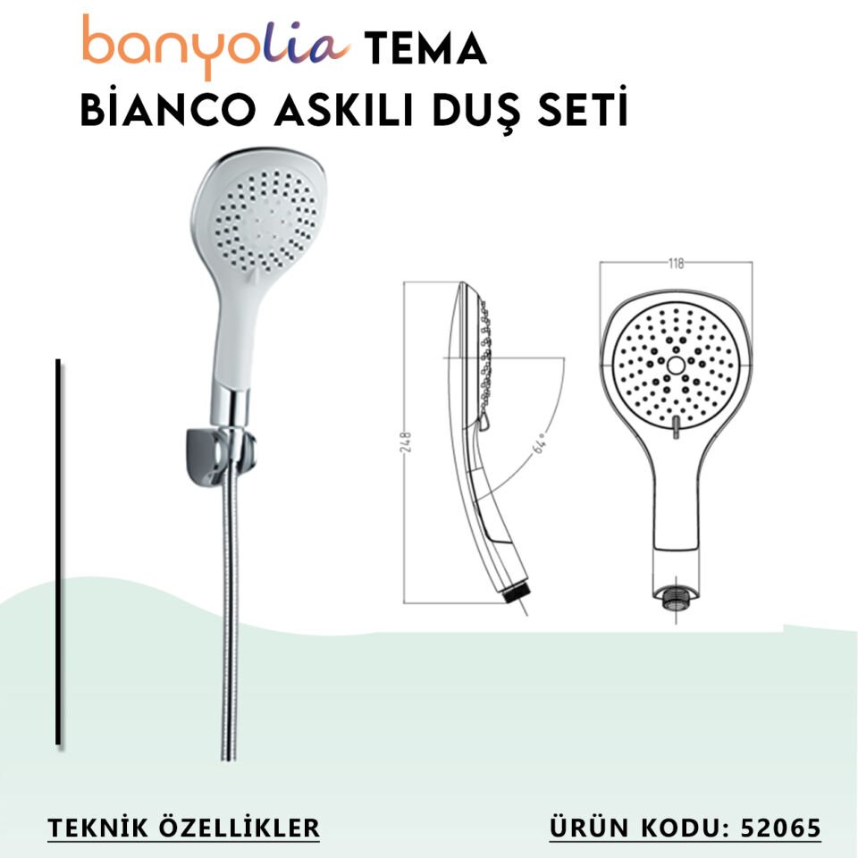 BANYOLİA - TEMA Bianco Askılı Duş Seti (52065)