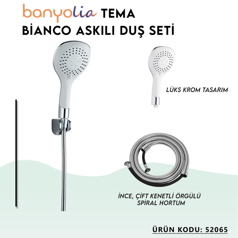 BANYOLİA - TEMA Bianco Askılı Duş Seti (52065)