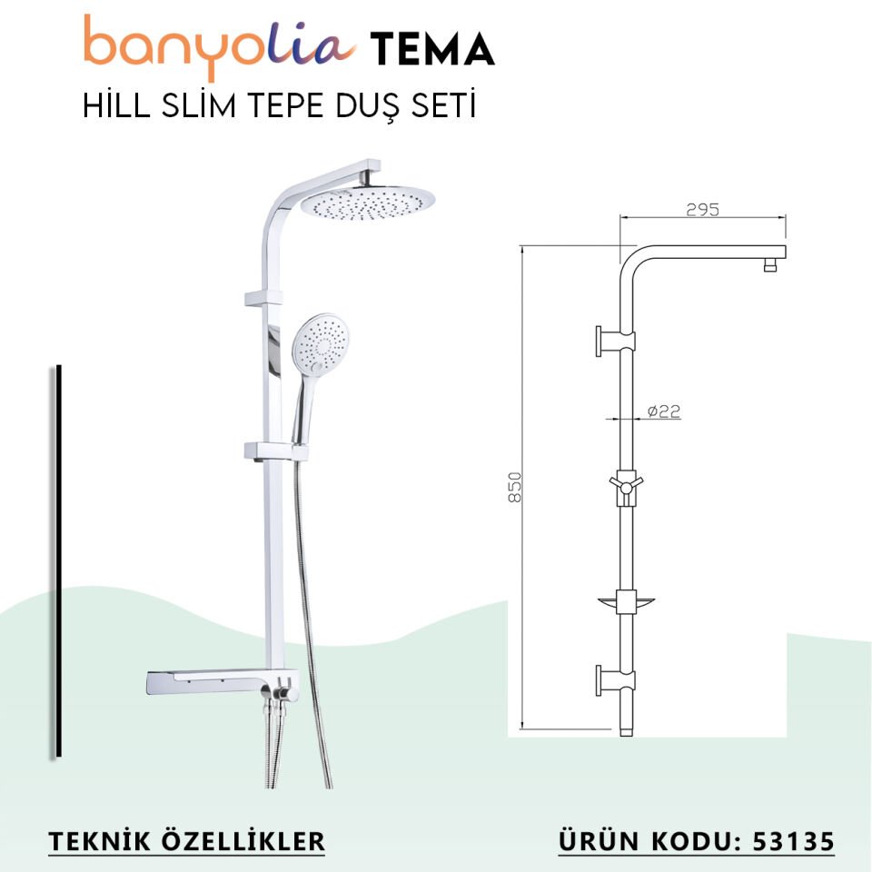 BANYOLİA - TEMA Hill-Slim Tepe Duş Seti (53135)