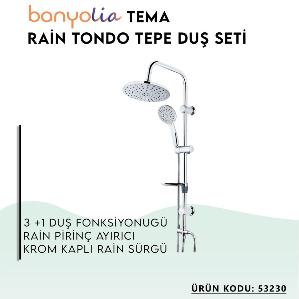 BANYOLİA - TEMA Rain Tondo Tepe Duş Seti (53230)