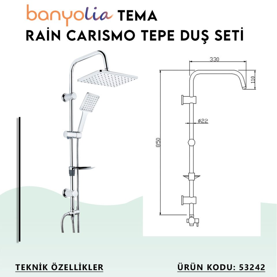 BANYOLİA - TEMA Rain Carismo Tepe Duş Seti (53242)