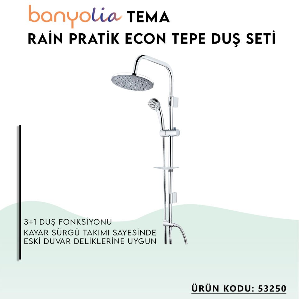 BANYOLİA - TEMA Rain-Pratik Econ(3f) Tepe Duş Seti (53250)