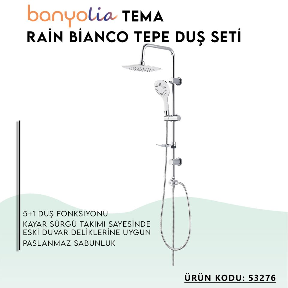 BANYOLİA - TEMA Rain Bianco Tepe Duş Seti (53276)