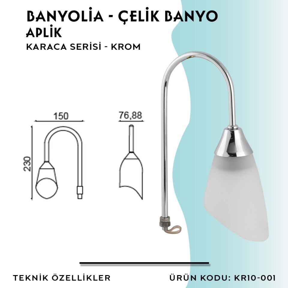 BANYOLİA - Çelik Banyo Karaca Aplik (KR10-001)