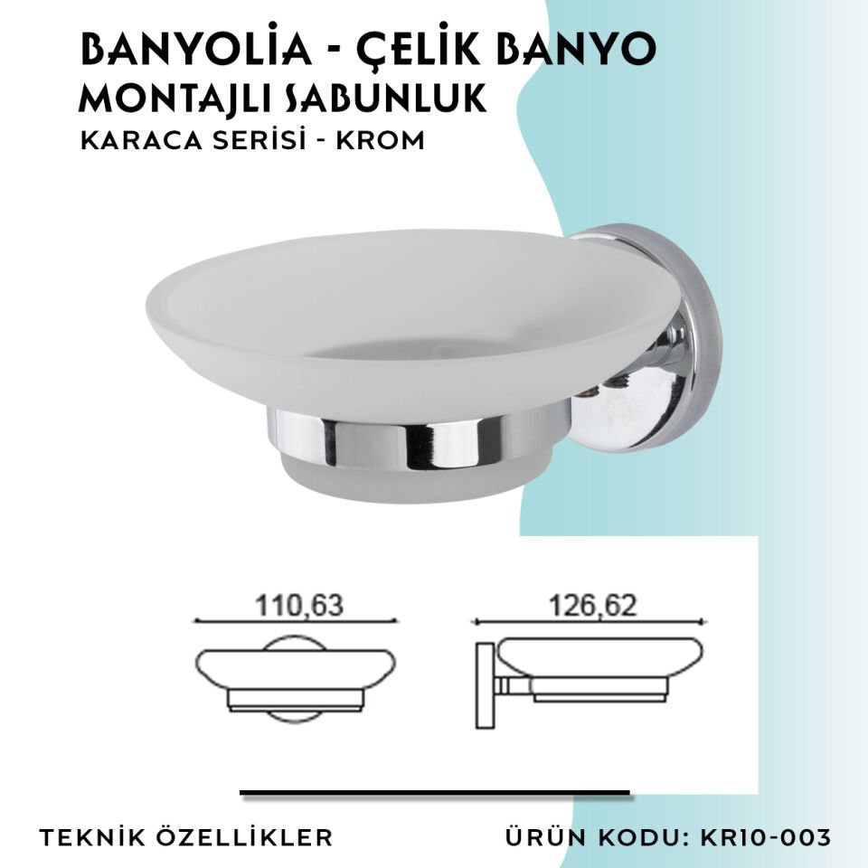BANYOLİA - Çelik Banyo Karaca Montajlı Sabunluk (KR10-003)