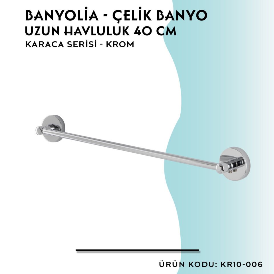 BANYOLİA - Çelik Banyo Karaca Uzun Havluluk 40cm (KR10-006)