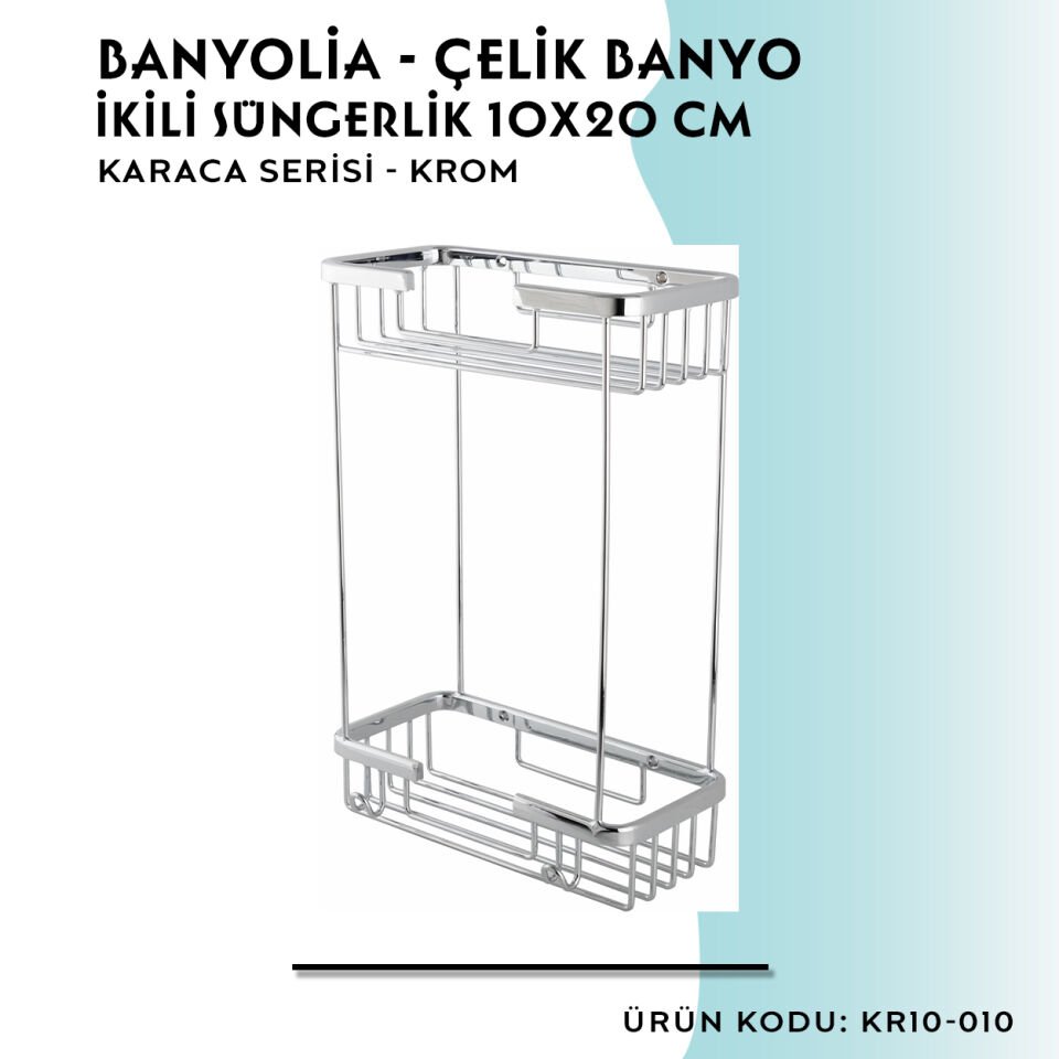 BANYOLİA - Çelik Banyo Karaca İkili Süngerlik (10x20 Cm)(KR10-010)