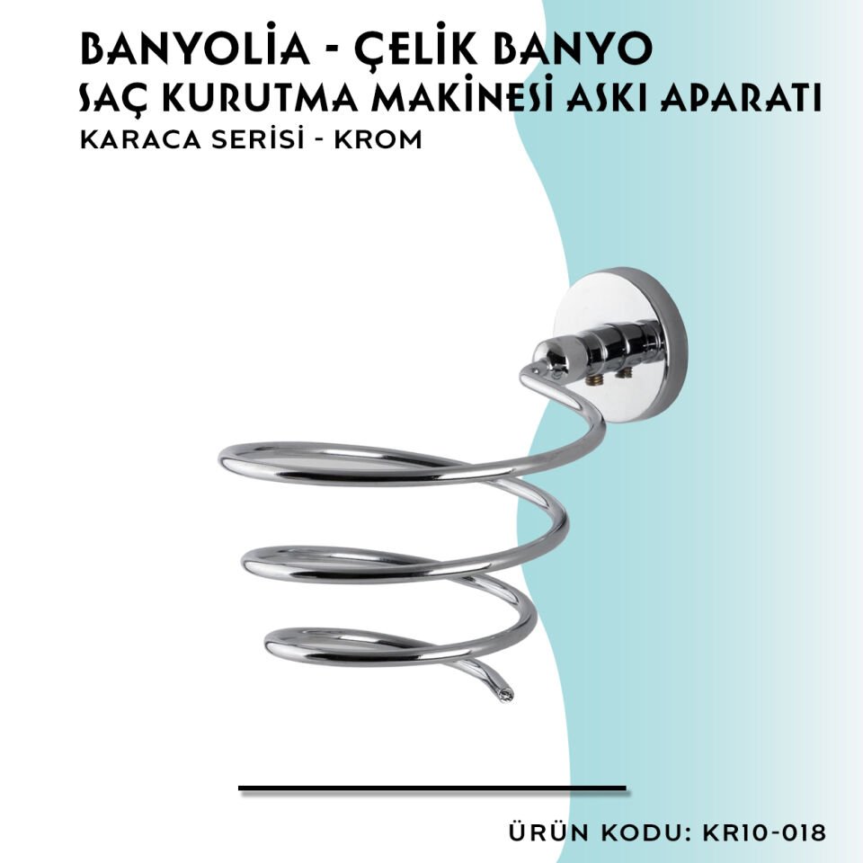 BANYOLİA - Çelik Banyo Karaca Fön Askılık (KR10-018)