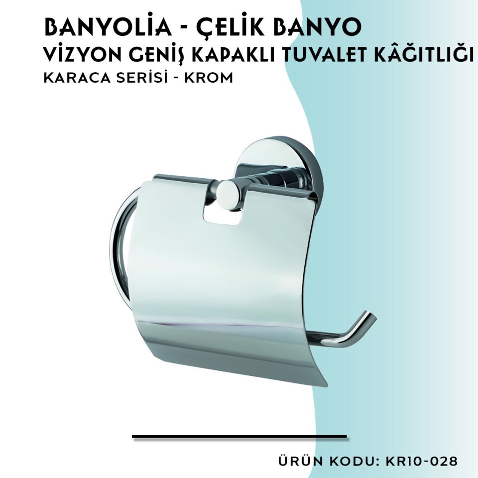 BANYOLİA - Çelik Banyo Karaca Vizyon Geniş Kapaklı Tuvalet Kâğıtlığı (KR10-028)