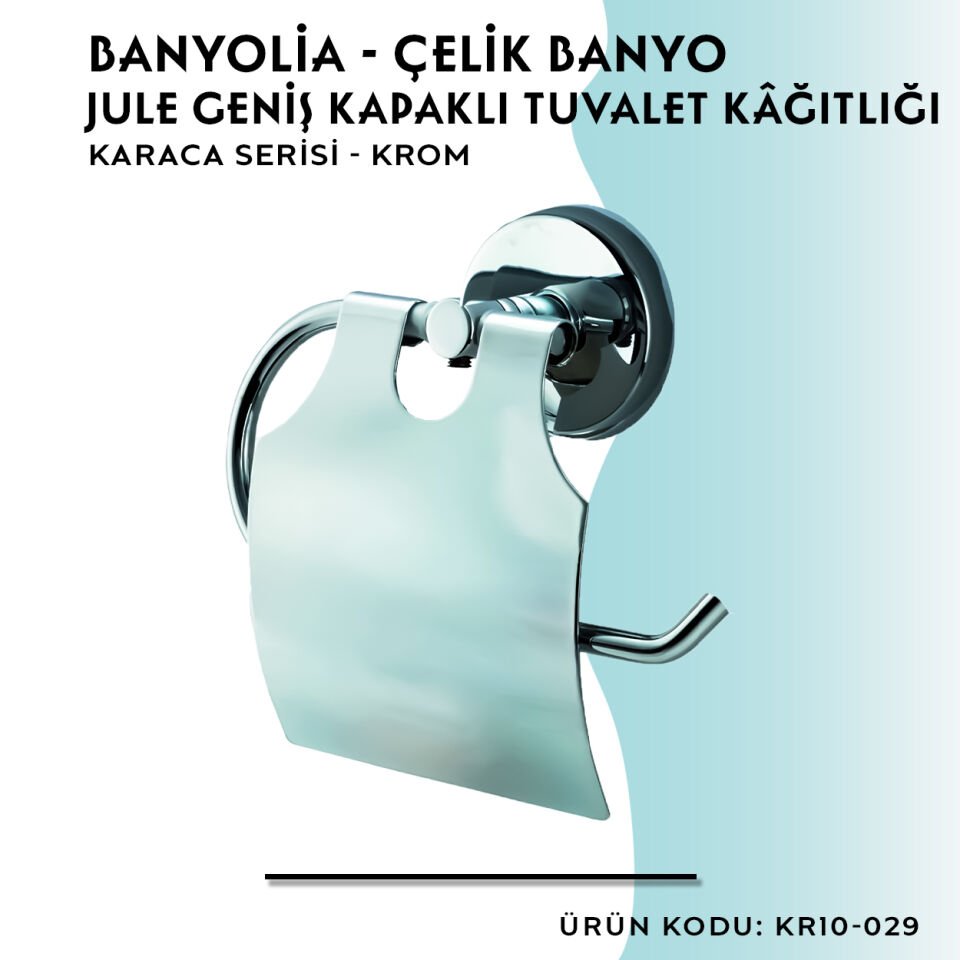 BANYOLİA - Çelik Banyo Karaca Jule Geniş Kapaklı Tuvalet Kâğıtlığı (KR10-029)