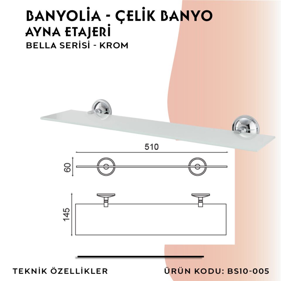 BANYOLİA - Çelik Banyo Bella Etajer (BS10-005)
