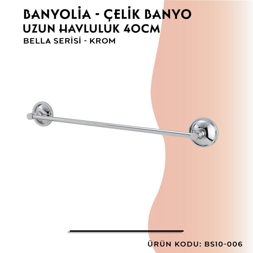 BANYOLİA - Çelik Banyo Bella Uzun Havluluk 40cm (BS10-006)