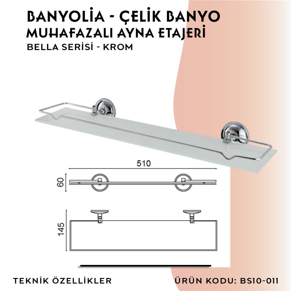 BANYOLİA - Çelik Banyo Bella Etajer Muhafazalı (BS10-011)