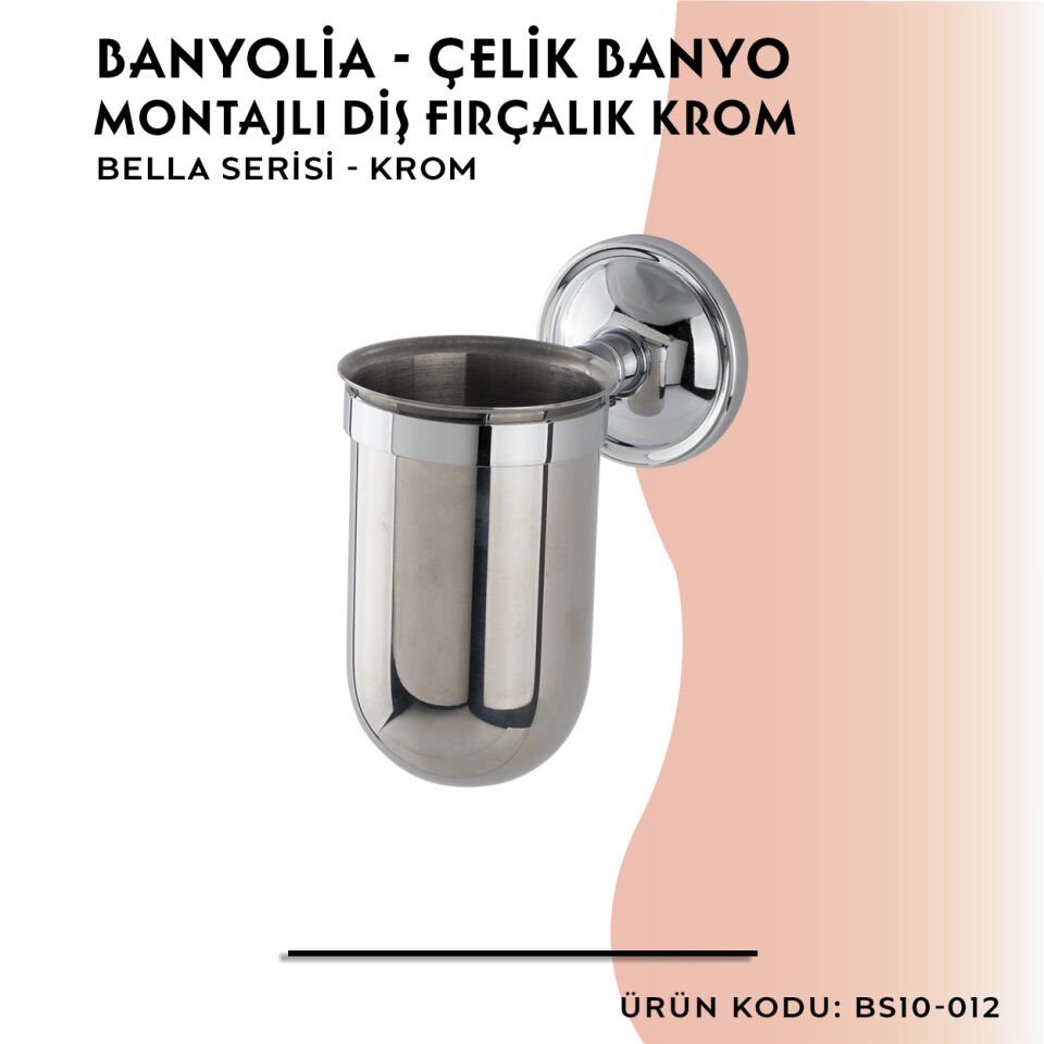BANYOLİA - Çelik Banyo Bella Montajlı Diş Fırçalık Krom (BS10-012)