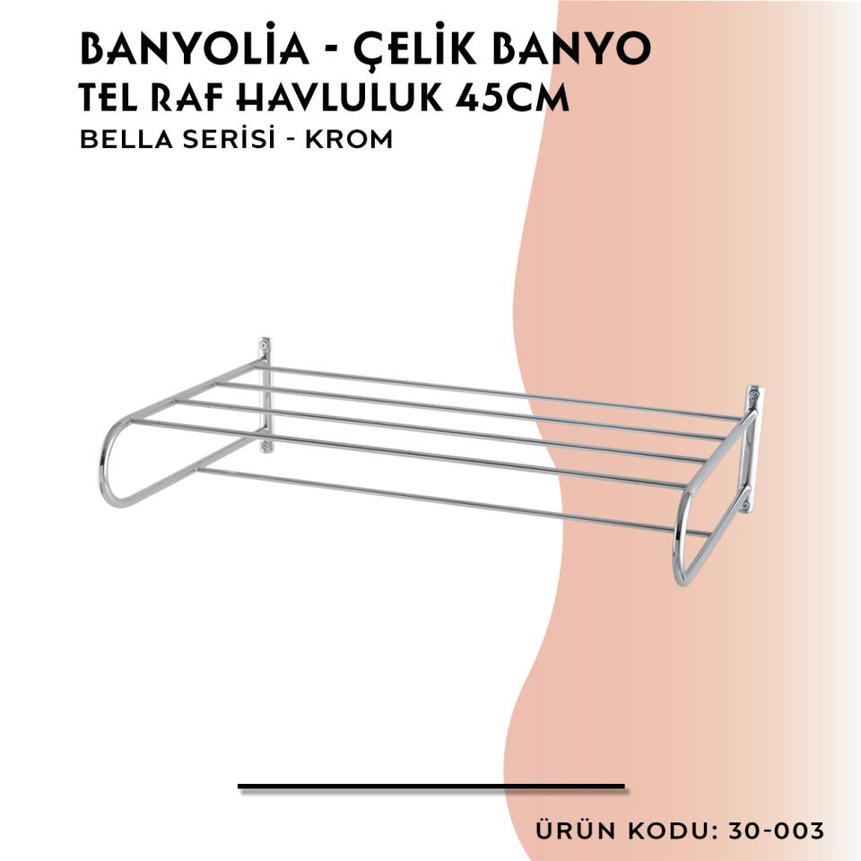 BANYOLİA - Çelik Banyo Bella Tel Raf Havluluk 50cm (30-003)
