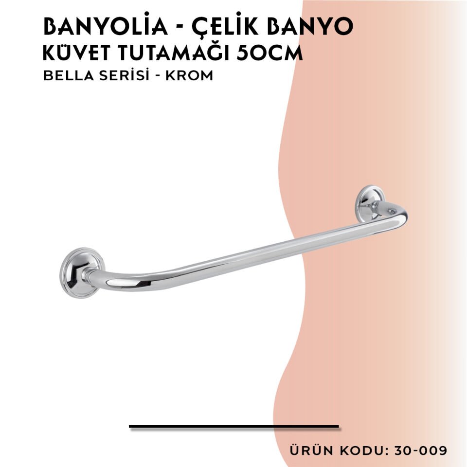 BANYOLİA - Çelik Banyo Bella Küvet Tutamağı 50cm (30-009)