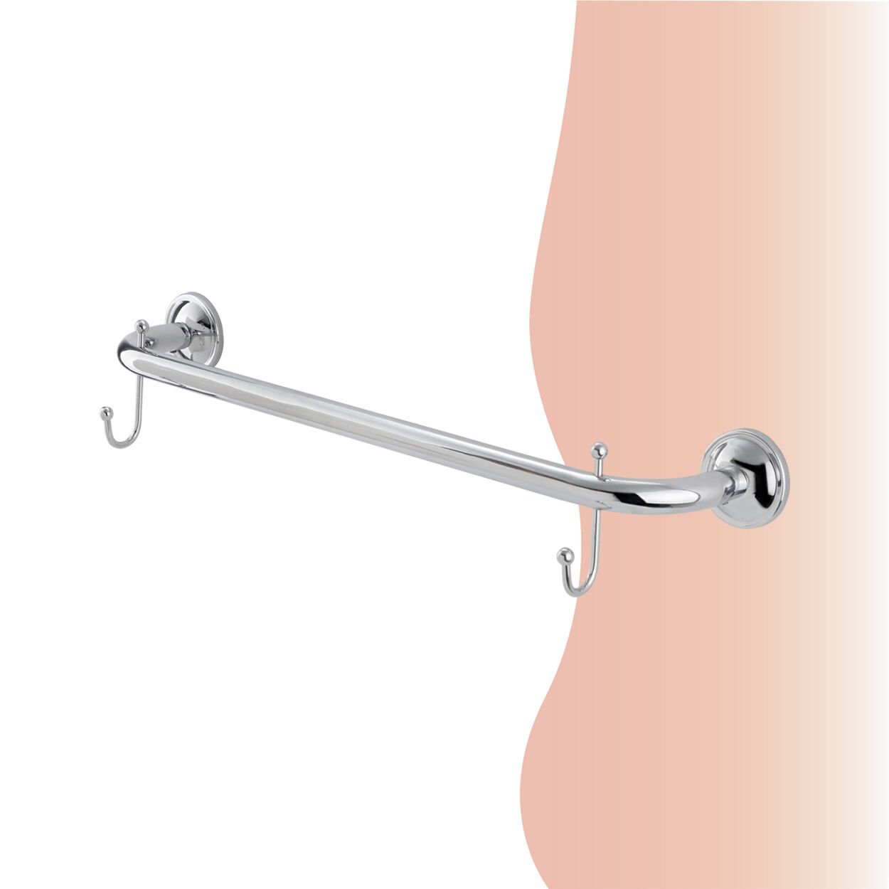 BANYOLİA - Çelik Banyo Bella Uzun Havluluk Çift Kancalı 50cm (30-010)
