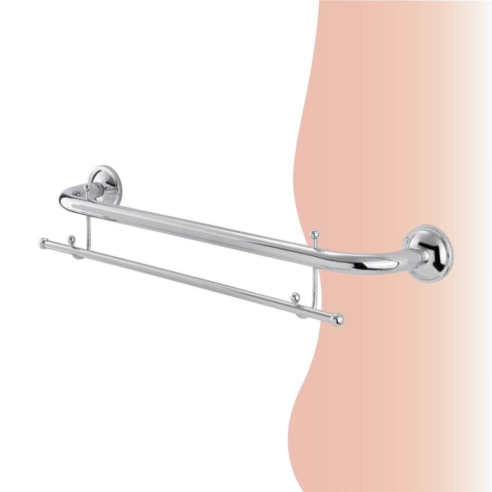 BANYOLİA - Çelik Banyo Bella İkili Uzun Havluluk Çift Kancalı 50cm (30-011)