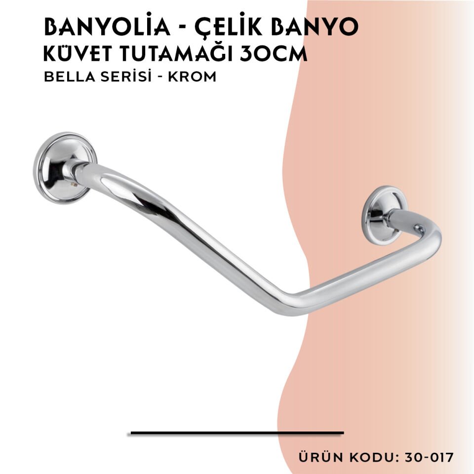 BANYOLİA - Çelik Banyo Bella Küvet Tutamağı 30cm (30-017)