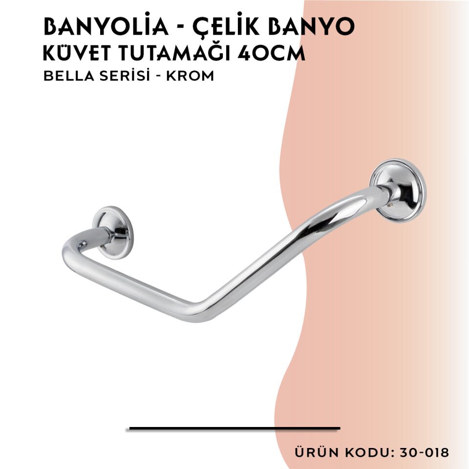 BANYOLİA - Çelik Banyo Bella Küvet Tutamağı 40cm (30-018)