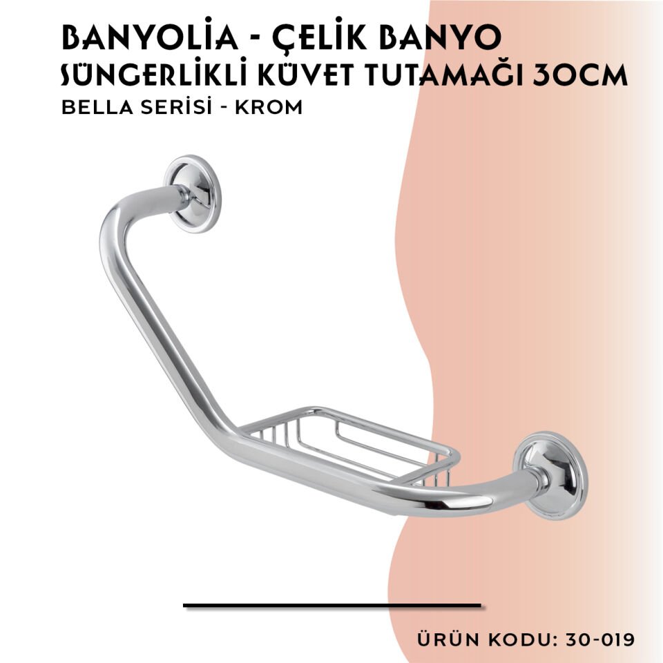 BANYOLİA - Çelik Banyo Bella Süngerlikli İkili Küvet Tutamağı 30cm (30-019)