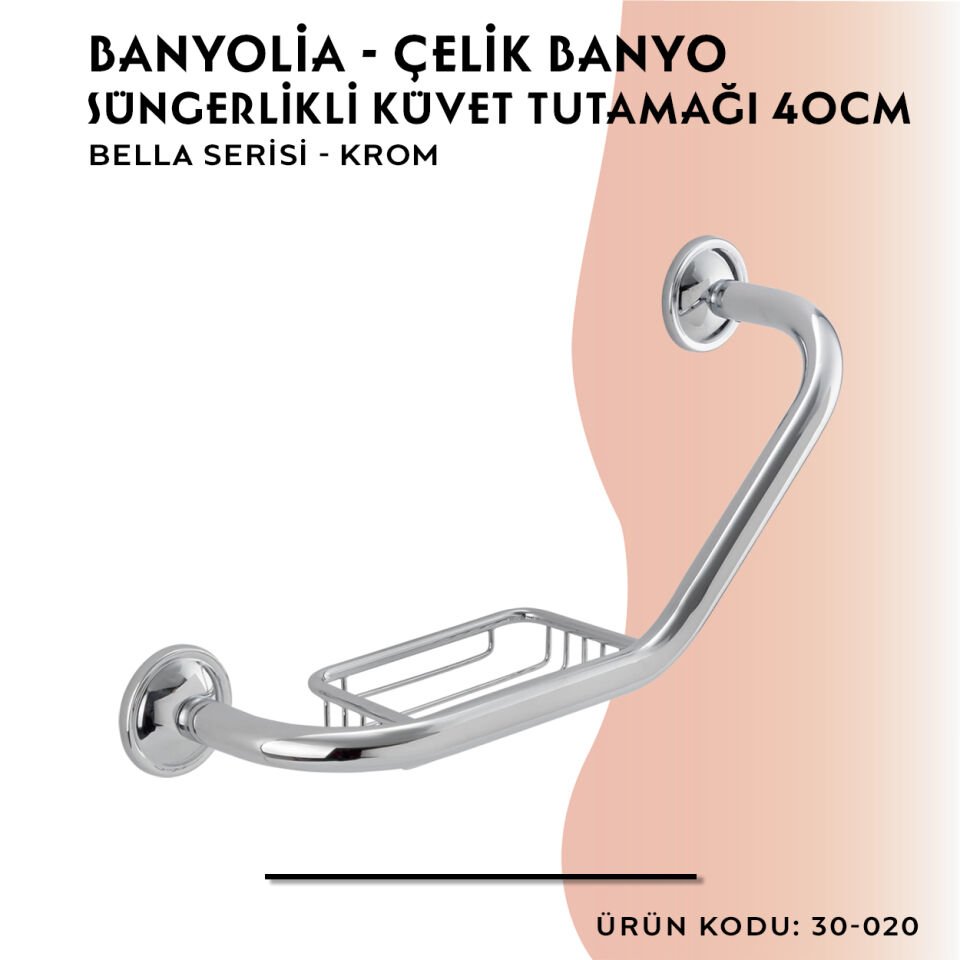 BANYOLİA - Çelik Banyo Bella Süngerlikli İkili Küvet Tutamağı 40cm (30-020)